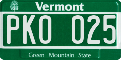 VT license plate PKO025