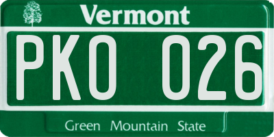 VT license plate PKO026