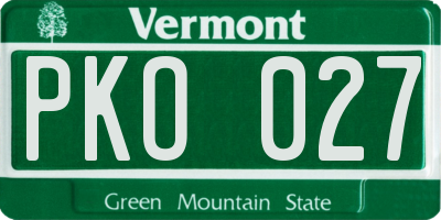 VT license plate PKO027
