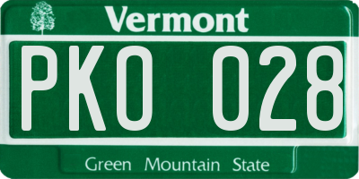VT license plate PKO028