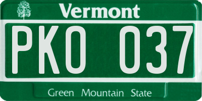 VT license plate PKO037