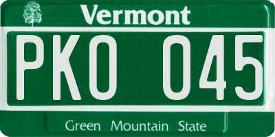 VT license plate PKO045