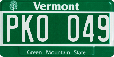 VT license plate PKO049
