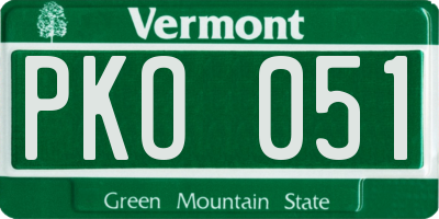 VT license plate PKO051