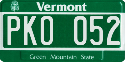 VT license plate PKO052