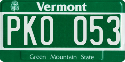 VT license plate PKO053