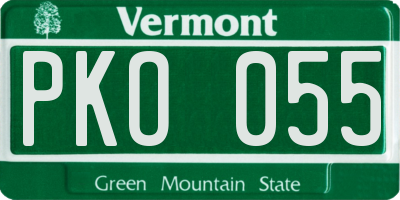 VT license plate PKO055