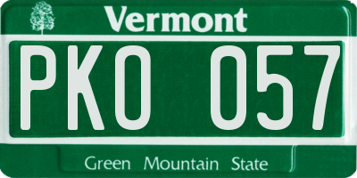 VT license plate PKO057