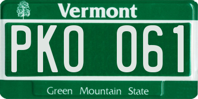 VT license plate PKO061
