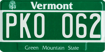 VT license plate PKO062