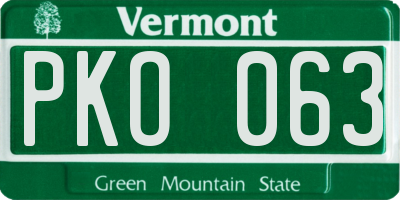 VT license plate PKO063