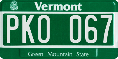 VT license plate PKO067