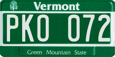VT license plate PKO072