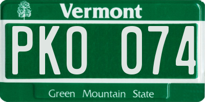 VT license plate PKO074