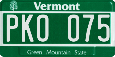 VT license plate PKO075