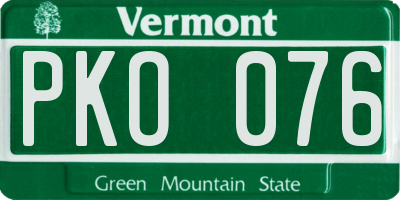 VT license plate PKO076