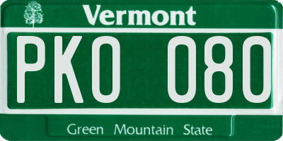 VT license plate PKO080