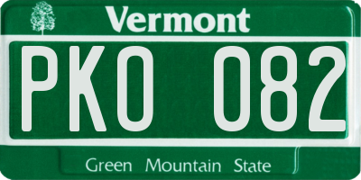 VT license plate PKO082