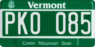 VT license plate PKO085