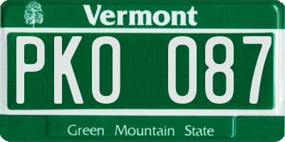 VT license plate PKO087