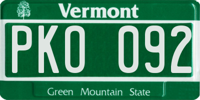 VT license plate PKO092