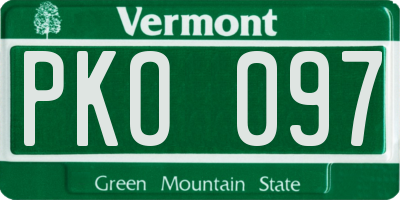 VT license plate PKO097