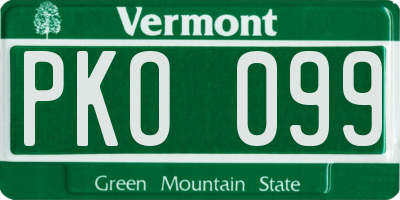 VT license plate PKO099