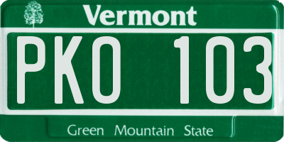 VT license plate PKO103