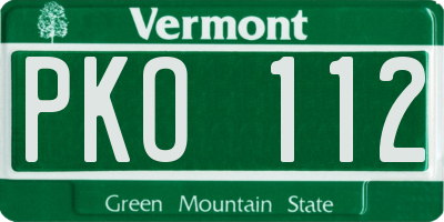 VT license plate PKO112