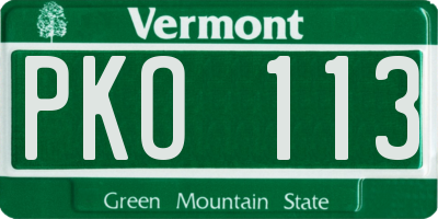 VT license plate PKO113