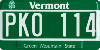 VT license plate PKO114