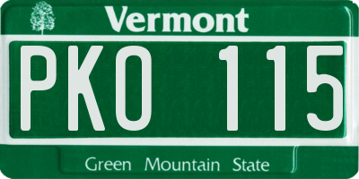 VT license plate PKO115