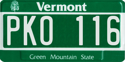 VT license plate PKO116