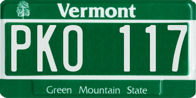 VT license plate PKO117