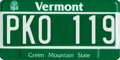 VT license plate PKO119