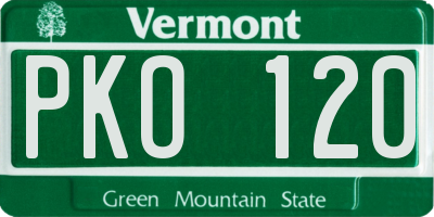 VT license plate PKO120