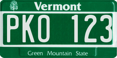 VT license plate PKO123