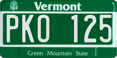 VT license plate PKO125