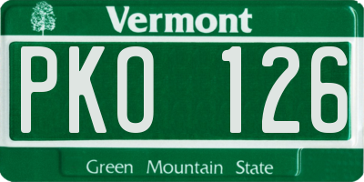 VT license plate PKO126