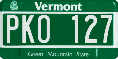 VT license plate PKO127