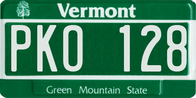 VT license plate PKO128
