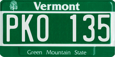 VT license plate PKO135