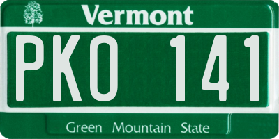 VT license plate PKO141