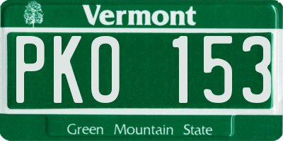 VT license plate PKO153