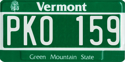 VT license plate PKO159