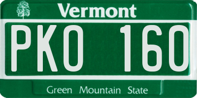 VT license plate PKO160
