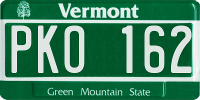 VT license plate PKO162
