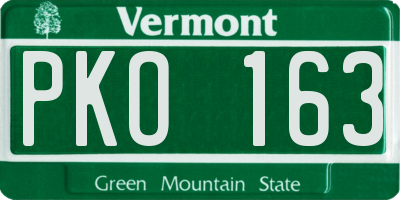 VT license plate PKO163