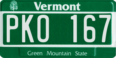 VT license plate PKO167