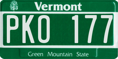 VT license plate PKO177